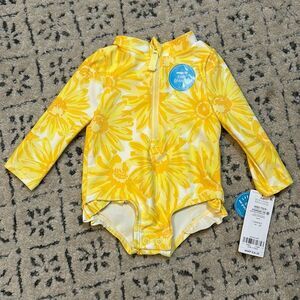 NWT Baby Girl Rashguard Onesie Flower Swim Suit sz 3 mo